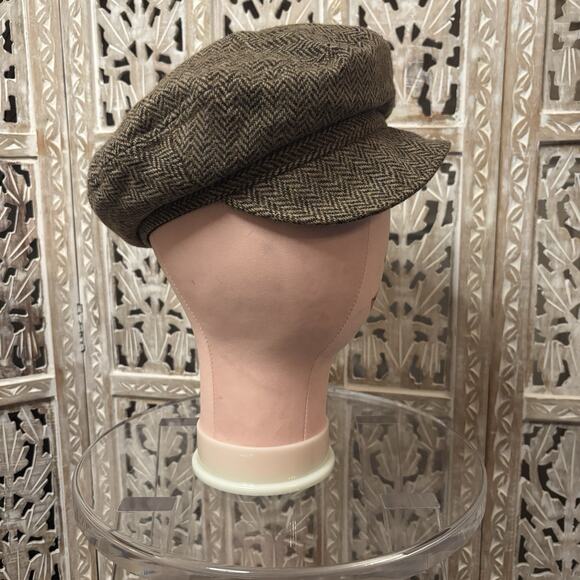 Unisex Brown & Tan Newsboy Hat Walking Gatsby Cap 100% Pure Wool Donegal Tweed - Picture 5 of 9